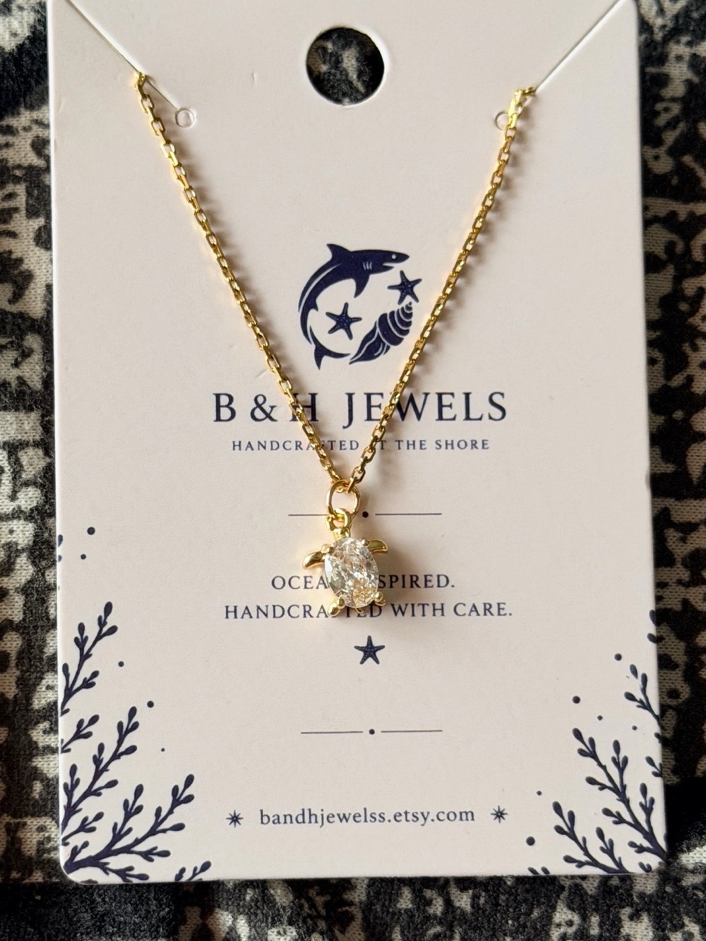 Amazon Gold Turtle Necklace with Clear Stone